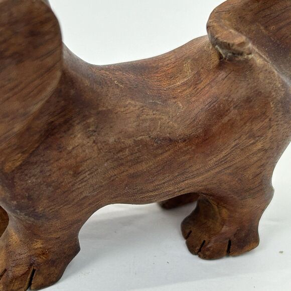 Vintage Hand Carved Wooden Dachshund Figurine Collectible Friendly Looking Up - Picture 8 of 11